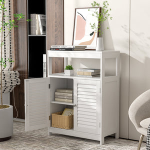 Freestanding Bathroom Floor Cabinet with Double Shutter Doors-White view 8