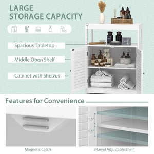 Freestanding Bathroom Floor Cabinet with Double Shutter Doors-White view 9
