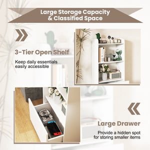Freestanding Bookshelf with 3-Tier Open Shelf-White view 7
