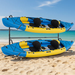 Freestanding Kayak Storage Rack with 6 Lockable Wheels-Black view 2