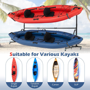 Freestanding Kayak Storage Rack with 6 Lockable Wheels-Black view 6