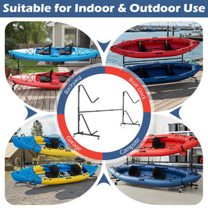 Freestanding Kayak Storage Rack with 6 Lockable Wheels-Black view 8