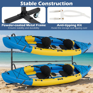 Freestanding Kayak Storage Rack with 6 Lockable Wheels-Black view 9