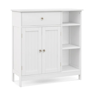 Bathroom Cabinet Floor Cabinet with Drawer and Open Compartments-White