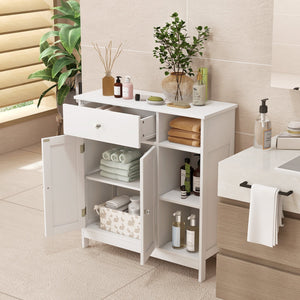 Bathroom Cabinet Floor Cabinet with Drawer and Open Compartments-White view 2