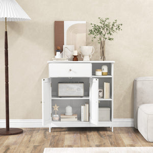 Bathroom Cabinet Floor Cabinet with Drawer and Open Compartments-White view 3