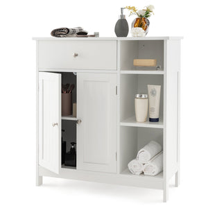 Bathroom Cabinet Floor Cabinet with Drawer and Open Compartments-White view 4