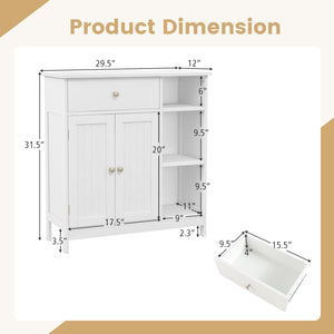 Bathroom Cabinet Floor Cabinet with Drawer and Open Compartments-White view 5