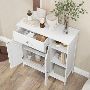 Bathroom Cabinet Floor Cabinet with Drawer and Open Compartments-White view 7
