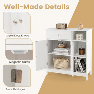 Bathroom Cabinet Floor Cabinet with Drawer and Open Compartments-White view 9