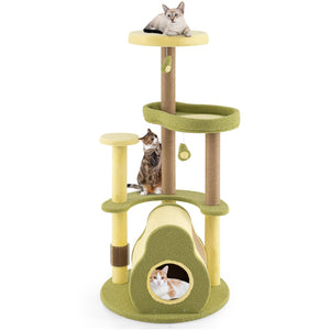 Freestanding Multi-level Avocado Cat Tower with Private Condo-Green view 4