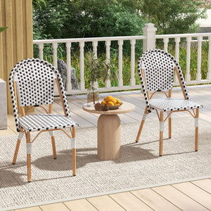 French Bistro Chair Set of 2 with Galvanized Metal Framex-White view 3