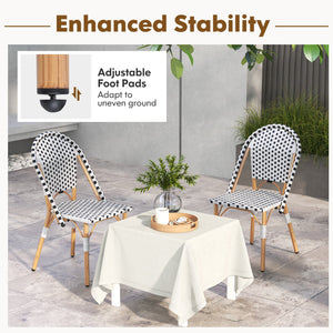 French Bistro Chair Set of 2 with Galvanized Metal Framex-White view 9