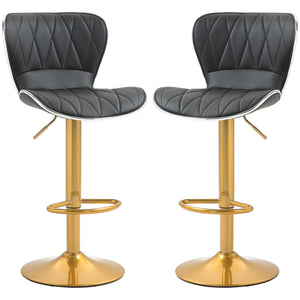 Counter Height Bar Stools Set of 2, Adjustable Height Bar Chairs with Swivel Seat, PU Leather Upholstery