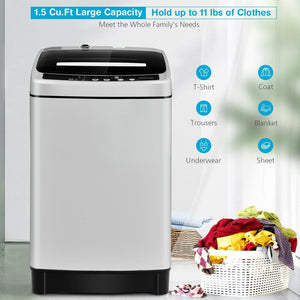 Full-Automatic Washing Machine 1.5 Cu.Ft 11 LBS Washer and Dryer-Gray view 6