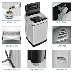 Full-Automatic Washing Machine 1.5 Cu.Ft 11 LBS Washer and Dryer-Gray view 9