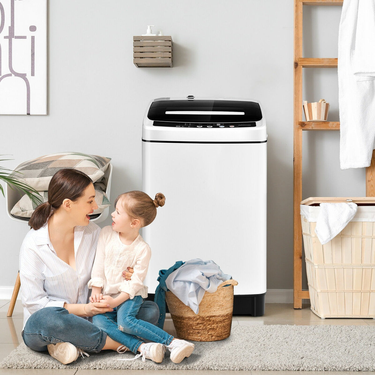 Full-Automatic Washing Machine 1.5 Cubic Feet 11 LBS Washer-White view 2