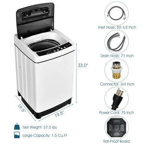 Full-Automatic Washing Machine 1.5 Cubic Feet 11 LBS Washer-White view 5