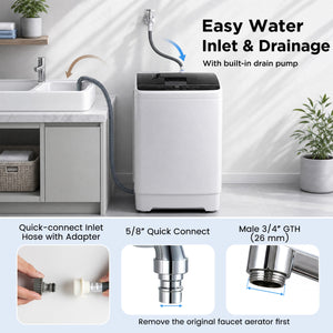 Full Automatic Washing Machine with 8 Preset Programs 6 Water Levels and Built-in Drain Pump-Gray view 6