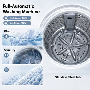 Full Automatic Washing Machine with 8 Preset Programs 6 Water Levels and Built-in Drain Pump-White view 5