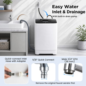 Full Automatic Washing Machine with 8 Preset Programs 6 Water Levels and Built-in Drain Pump-White view 6