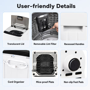 Full Automatic Washing Machine with 8 Preset Programs 6 Water Levels and Built-in Drain Pump-White view 7