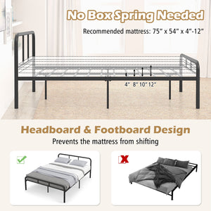 Full Bed Frame with Headboard and Footboard No Box Spring Needed-Black view 9