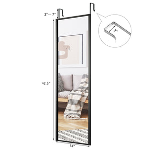 Full Length Metal Door Mirror with Adjustable Hook-Black view 5
