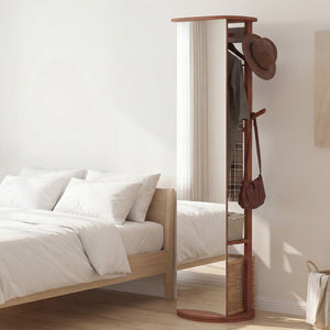 Full Length Mirror Coat Rack Solid Wood Standing Mirror-Walnut view 5