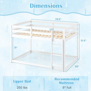 Full Over Full Bunk Bed Low-to-ground Bunk Bed-White view 4