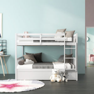 Full over Full Bunk Bed Platform Wood Bunk Bed view 3