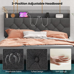 Full/Queen Size Floating Bed Frame with LED and Headboard and Charging Station-Full Size view 8