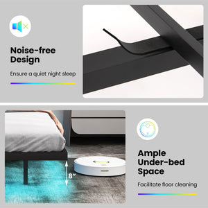 Full/Queen Size Floating Bed Frame with LED and Headboard and Charging Station-Full Size view 9