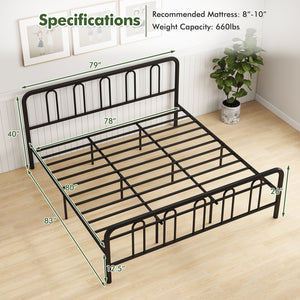 Full/Queen Size Metal Bed Frame with Headboard and Footboard-King Size view 4