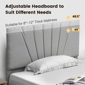Full/Queen Size Upholstered Bed Frame with Drawer and Adjustable Headboard-Full Size view 9