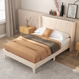 Full/Queen Size Upholstered Bed Frame with Geometric Wingback Headboard-Full Size view 6