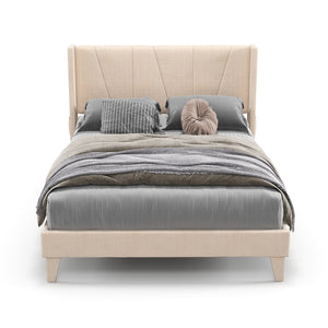 Full/Queen Size Upholstered Bed Frame with Geometric Wingback Headboard-Full Size view 7