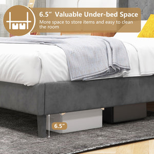 Full/Queen Size Upholstered Platform Bed Frame with Button Tufted Headboard-Full Size view 6