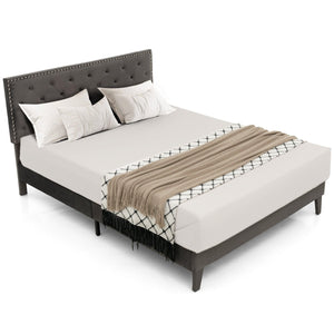 Full/Queen Size Upholstered Platform Bed with Tufted Headboard-Queen Size view 4