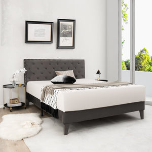 Full/Queen Size Upholstered Platform Bed with Tufted Headboard-Queen Size view 6