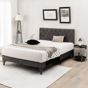 Full/Queen Size Upholstered Platform Bed with Tufted Headboard-Queen Size view 7