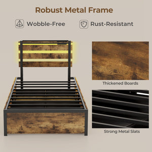 Full/Queen/Twin Size Bed Frame with Drawers LED Lights and USB Ports-Twin Size view 8