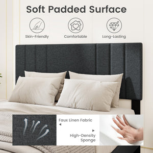 Full/Queen/Twin Size Bed Frame with Vertical Channel Tufted Headboard and Wooden Slats-Full Size view 6