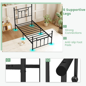 Full/Queen/Twin Size Heavy-duty Metal Bed Frame with Headboard-Twin Size view 5