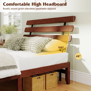 Full Size Bed Frame 15.5 Inch Solid Wood Platform Bed with Retro Headboard view 8