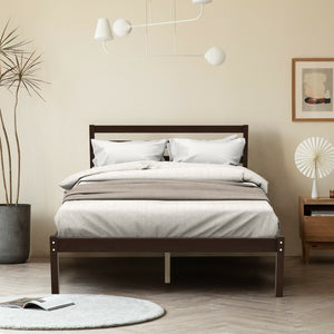 Full Size Bed frame Foundation with Solid Wooden Slat Suppor view 2