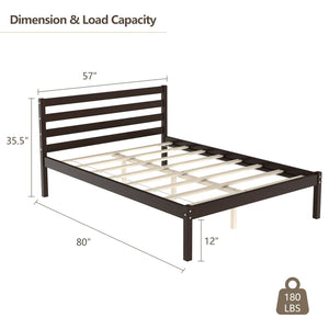 Full Size Bed frame Foundation with Solid Wooden Slat Suppor view 5