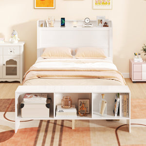 Full Size Bed Frame with 2 USB Ports with Storage Headboard and Lights-Full Size view 5