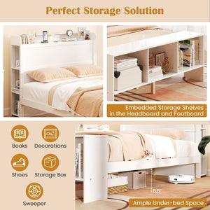 Full Size Bed Frame with 2 USB Ports with Storage Headboard and Lights-Full Size view 6