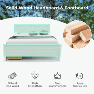 Full Size Bed Frame with Storage Drawers and Solid Wood Headboard-White view 8